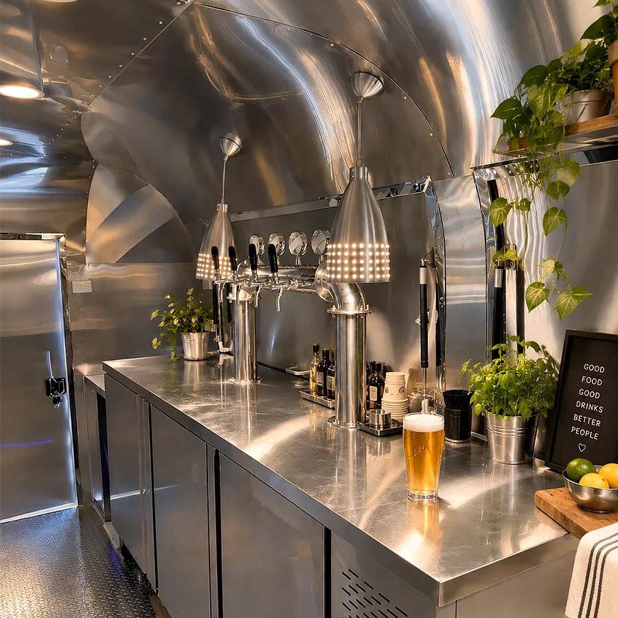 airstream bar feature inside the food trailer