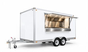5m food trailer with window open